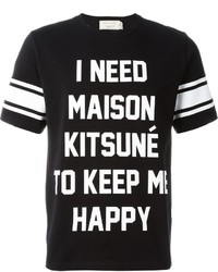 Мужская черная футболка с принтом от MAISON KITSUNÉ