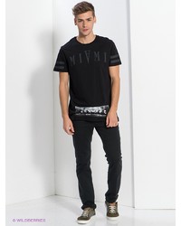 Мужская черная футболка с принтом от New Look