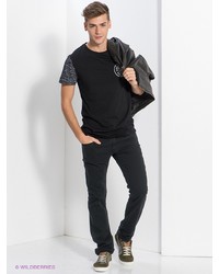 Мужская черная футболка с принтом от New Look