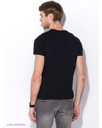 Мужская черная футболка с принтом от Oodji