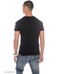 Мужская черная футболка с принтом от Oodji