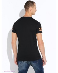 Мужская черная футболка с принтом от Oodji