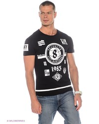 Мужская черная футболка с принтом от Oodji