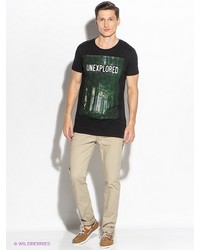 Мужская черная футболка с принтом от Oodji