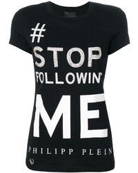 Женская черная футболка с принтом от Philipp Plein