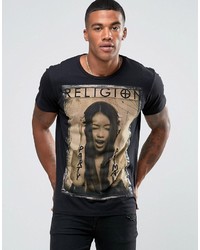 Мужская черная футболка с принтом от Religion