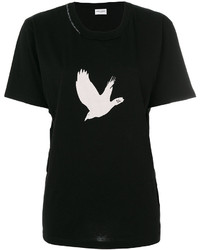 Женская черная футболка с принтом от Saint Laurent