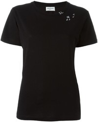 Женская черная футболка с принтом от Saint Laurent