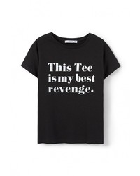 Женская черная футболка с принтом