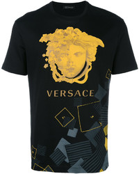 Мужская черная футболка с принтом от Versace