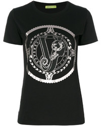 Женская черная футболка с принтом от Versace