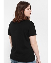 Женская черная футболка с принтом от Violeta BY MANGO