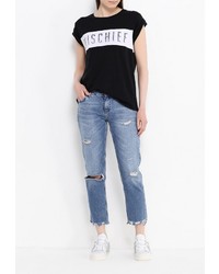 Женская черная футболка с принтом от Zoe Karssen