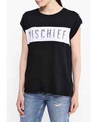 Женская черная футболка с принтом от Zoe Karssen