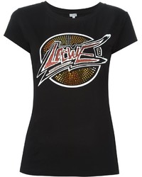 Женская черная футболка с украшением от Loewe