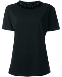 Женская черная футболка с украшением от McQ by Alexander McQueen