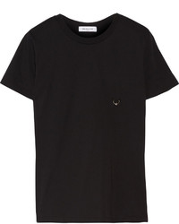 Женская черная футболка с украшением от Thierry Mugler