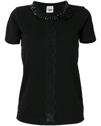 Женская черная футболка с украшением от Twin-Set