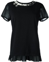 Женская черная футболка с украшением от Twin-Set