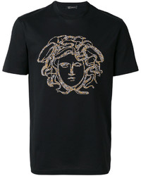 Мужская черная футболка с украшением от Versace