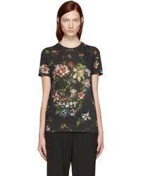 Женская черная футболка с цветочным принтом от Alexander McQueen