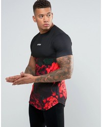 Мужская черная футболка с цветочным принтом от Hype