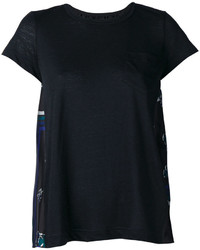 Женская черная футболка с цветочным принтом от Sacai