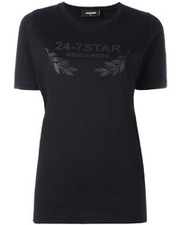 Женская черная футболка со звездами от Dsquared2
