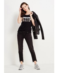 Женская черная футболка от adL