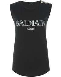 Женская черная футболка от Balmain