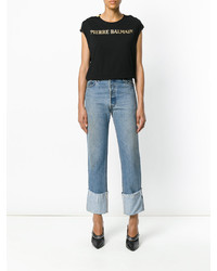 Женская черная футболка от PIERRE BALMAIN