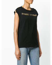 Женская черная футболка от PIERRE BALMAIN