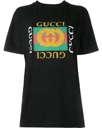 Женская черная футболка от Gucci