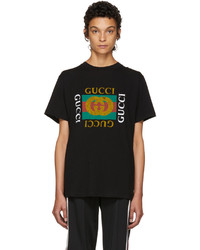 Женская черная футболка от Gucci