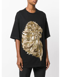 Женская черная футболка от Balmain