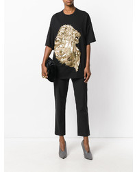 Женская черная футболка от Balmain