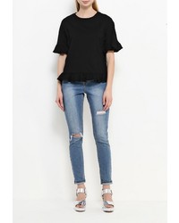 Женская черная футболка от LOST INK