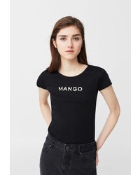 Женская черная футболка от Mango