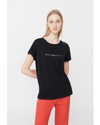 Женская черная футболка от Mango