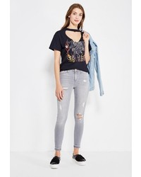 Женская черная футболка от Miss Selfridge