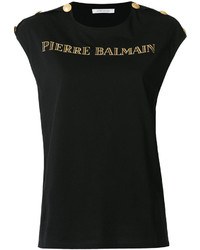Женская черная футболка от PIERRE BALMAIN