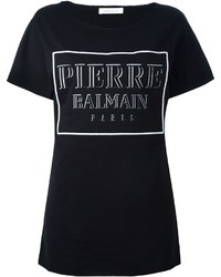 Женская черная футболка от PIERRE BALMAIN