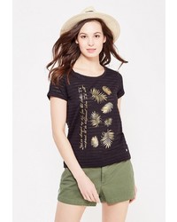 Женская черная футболка от Troll