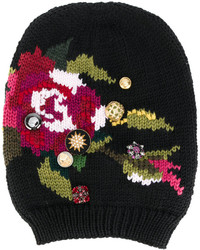 Женская черная шапка с вышивкой от Dolce & Gabbana