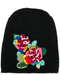 Женская черная шапка с вышивкой от Ermanno Scervino