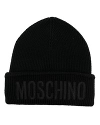 Мужская черная шапка с вышивкой от Moschino