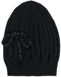 Женская черная шапка с вышивкой от No.21