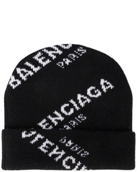 Женская черная шапка с принтом от Balenciaga