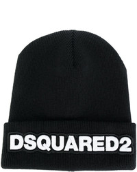 Мужская черная шапка с принтом от DSQUARED2