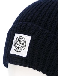 Мужская черная шапка с принтом от Stone Island